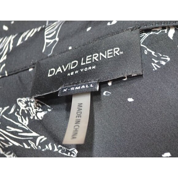 David Lerner New York Women's Tiger Print Button-Down Shirt Black/White- LT3140 - Picture 6 of 6